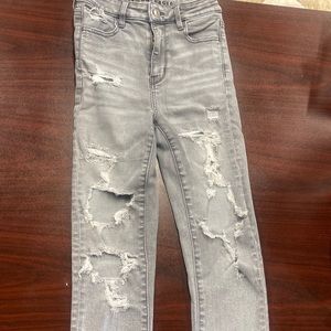 American Eagle Outfitters light black wash distressed skinny jean size 0